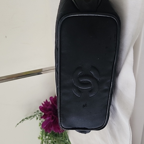 Chanel Vintage Black Quilted Fabric Leather Trim Small Purse Handbag - Picture 13 of 16